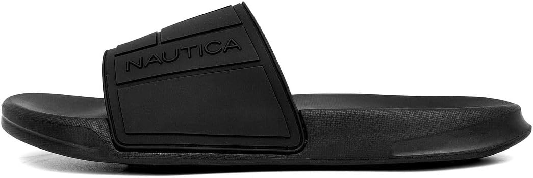 image:imageNautica Mens Open Toe Slide Sandals Comfortable Indoor amp Outdoor Shower SlippersBlackbower Mono