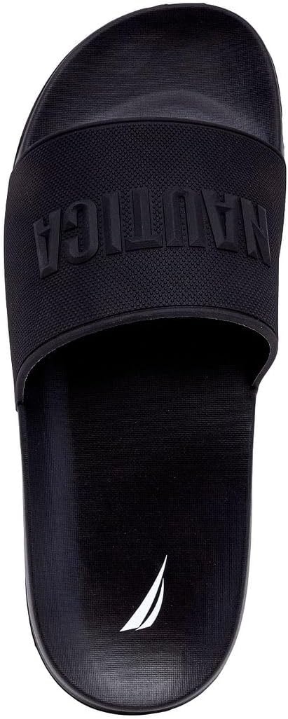 image:imageNautica Mens Open Toe Slide Sandals Comfortable Indoor amp Outdoor Shower SlippersBlacklasal