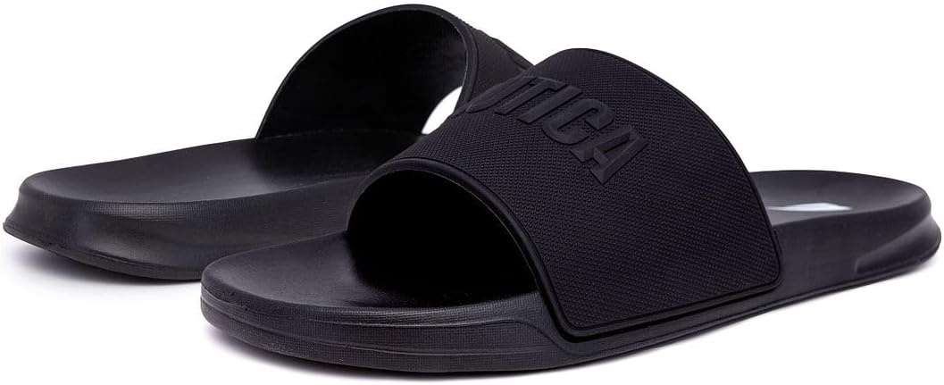 image:imageNautica Mens Open Toe Slide Sandals Comfortable Indoor amp Outdoor Shower SlippersBlacklasal