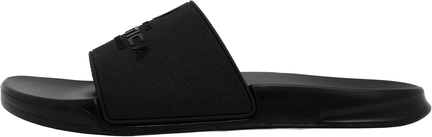 image:imageNautica Mens Open Toe Slide Sandals Comfortable Indoor amp Outdoor Shower SlippersBlacksherwood