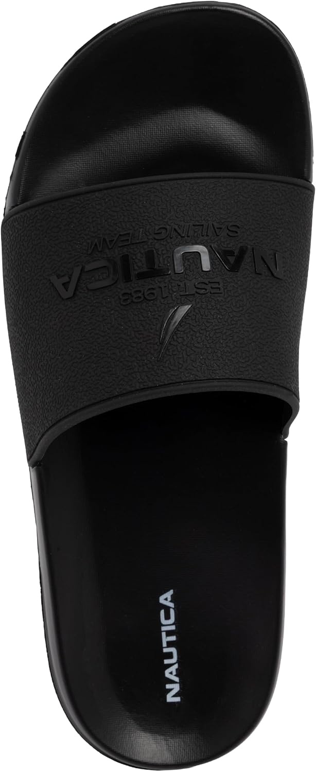 image:imageNautica Mens Open Toe Slide Sandals Comfortable Indoor amp Outdoor Shower SlippersBlacksherwood