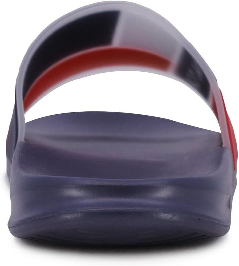 image:imageNautica Mens Open Toe Slide Sandals Comfortable Indoor amp Outdoor Shower SlippersBower Clearred White Blue
