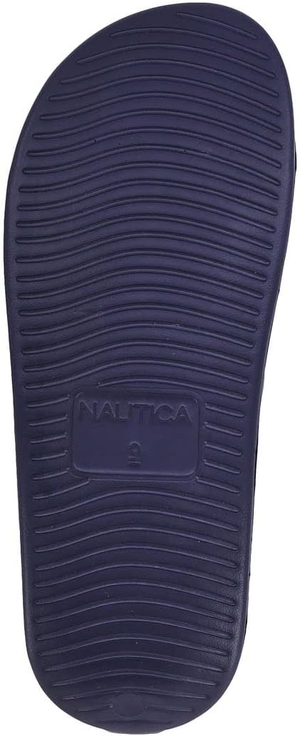 image:imageNautica Mens Open Toe Slide Sandals Comfortable Indoor amp Outdoor Shower SlippersBower Clearred White Blue