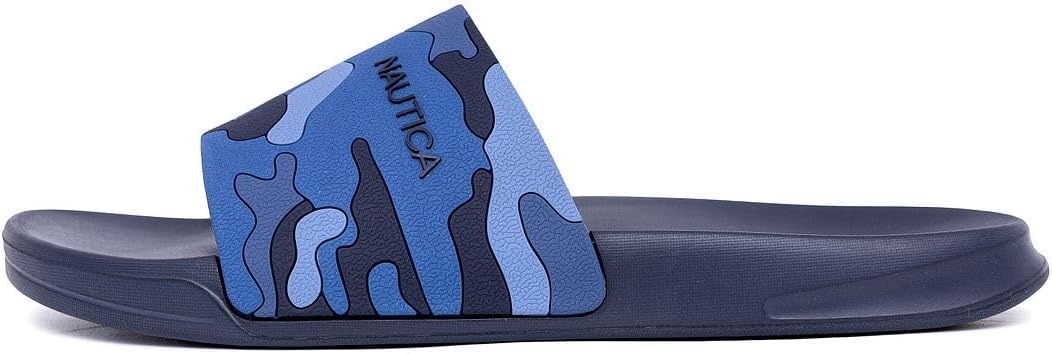 image:imageNautica Mens Open Toe Slide Sandals Comfortable Indoor amp Outdoor Shower SlippersNavy Camo