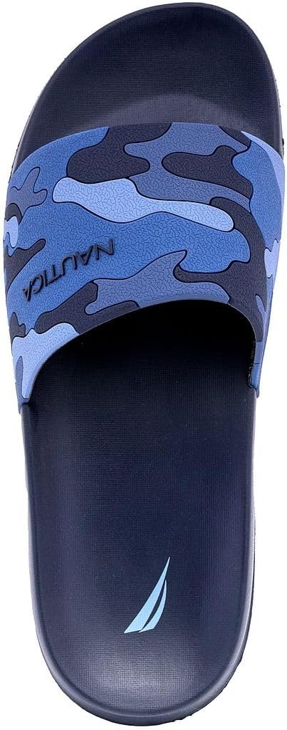 image:imageNautica Mens Open Toe Slide Sandals Comfortable Indoor amp Outdoor Shower SlippersNavy Camo