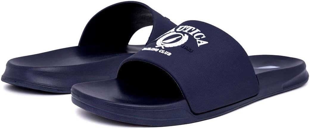 image:imageNautica Mens Open Toe Slide Sandals Comfortable Indoor amp Outdoor Shower SlippersNavy White Porter