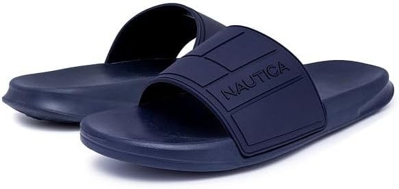 image:imageNautica Mens Open Toe Slide Sandals Comfortable Indoor amp Outdoor Shower SlippersNavybower Mono