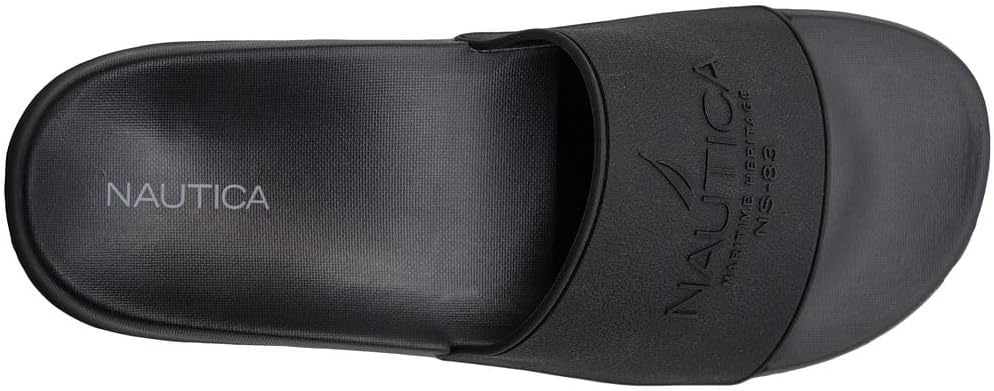 image:imageNautica Mens Open Toe Slide Sandals Comfortable Indoor amp Outdoor Shower SlippersPorter BlackBlack