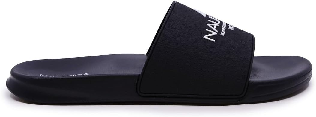 image:imageNautica Mens Open Toe Slide Sandals Comfortable Indoor amp Outdoor Shower SlippersPorterblackWhite