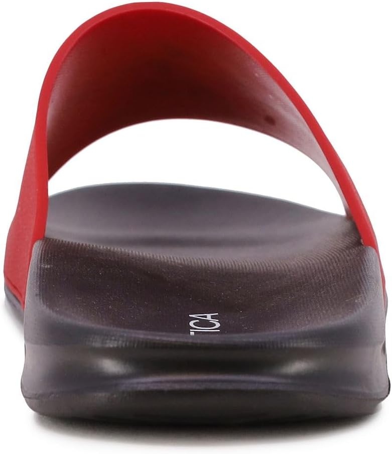 image:imageNautica Mens Open Toe Slide Sandals Comfortable Indoor amp Outdoor Shower SlippersRed Black Porter