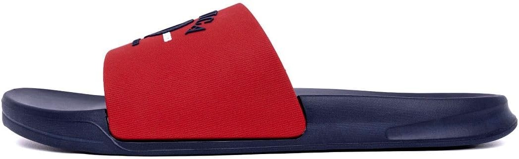image:imageNautica Mens Open Toe Slide Sandals Comfortable Indoor amp Outdoor Shower SlippersRed Navy Porter