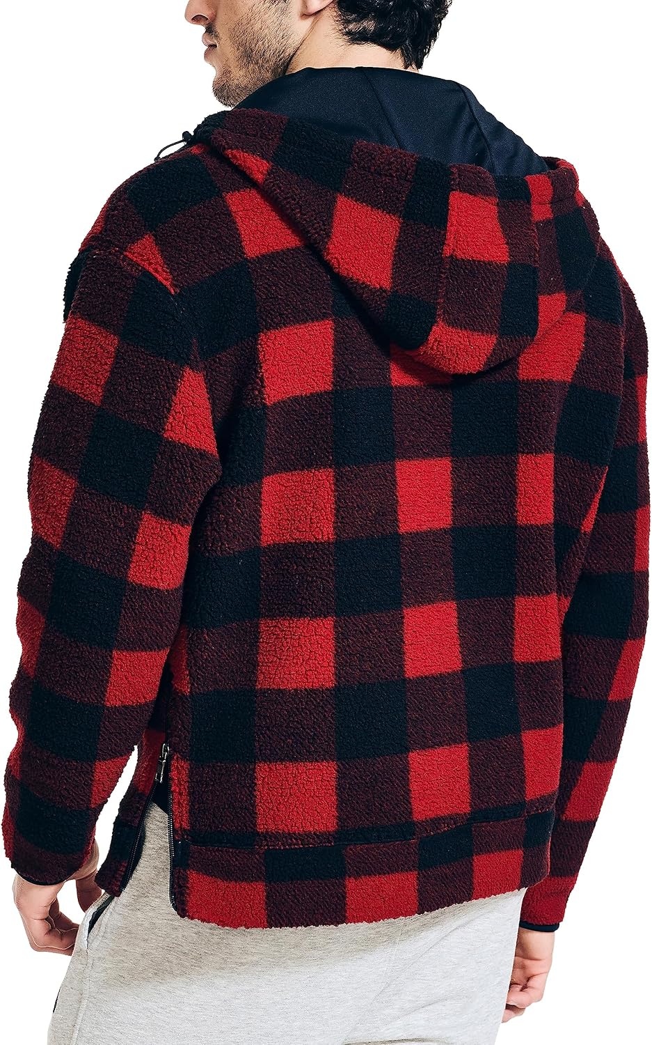 image:imageNautica Mens Printed Faux Shearling Quarterzip HoodieNautica Red