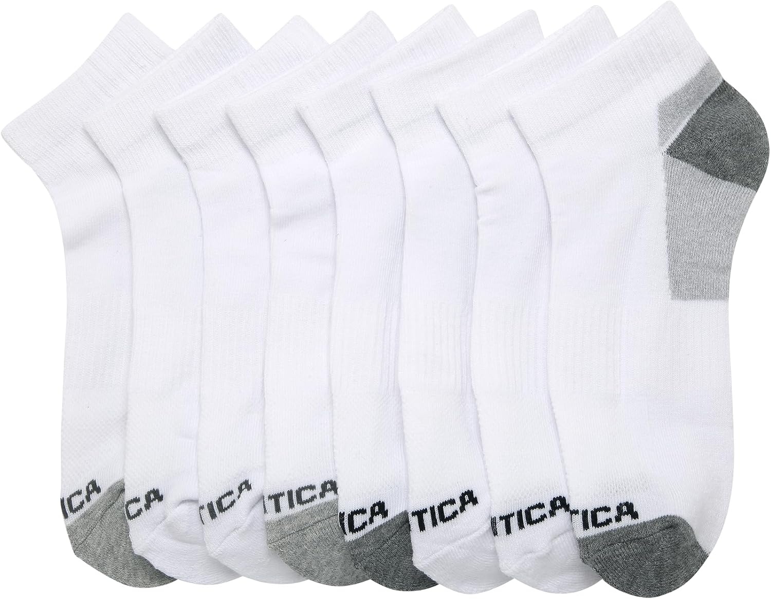 image:imageNautica Mens Quarter Socks 8 Pack Comfort Stretch Cushioned MoistureWicking Athletic Ankle Socks for Men Sizes 6125All White