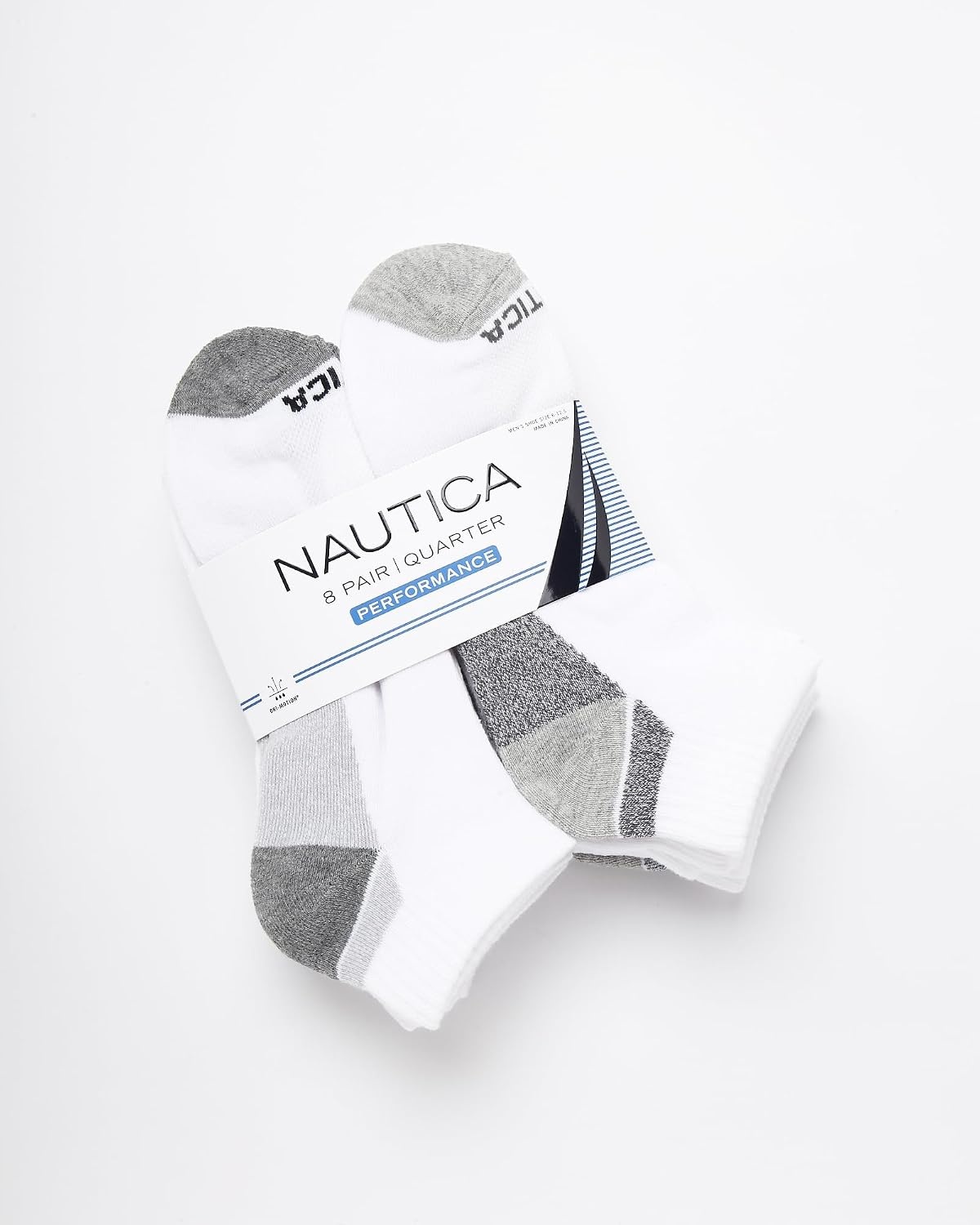image:imageNautica Mens Quarter Socks 8 Pack Comfort Stretch Cushioned MoistureWicking Athletic Ankle Socks for Men Sizes 6125All White