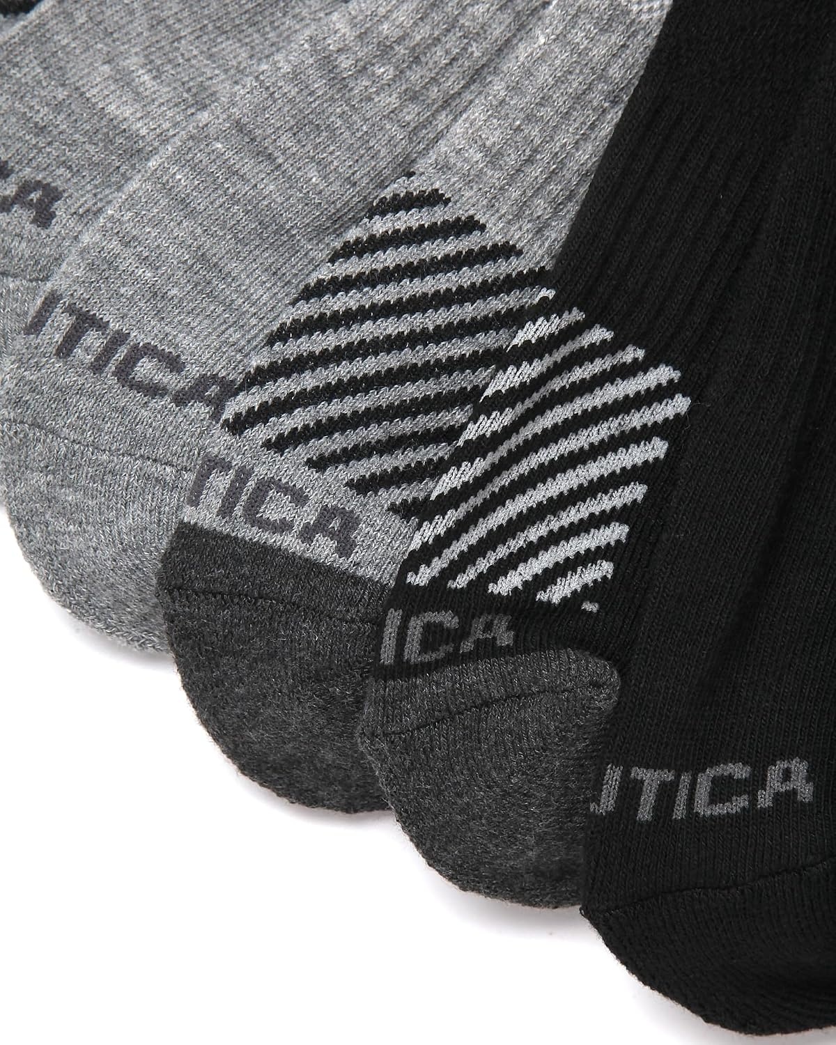 image:imageNautica Mens Quarter Socks 8 Pack Comfort Stretch Cushioned MoistureWicking Athletic Ankle Socks for Men Sizes 6125BlackGrey