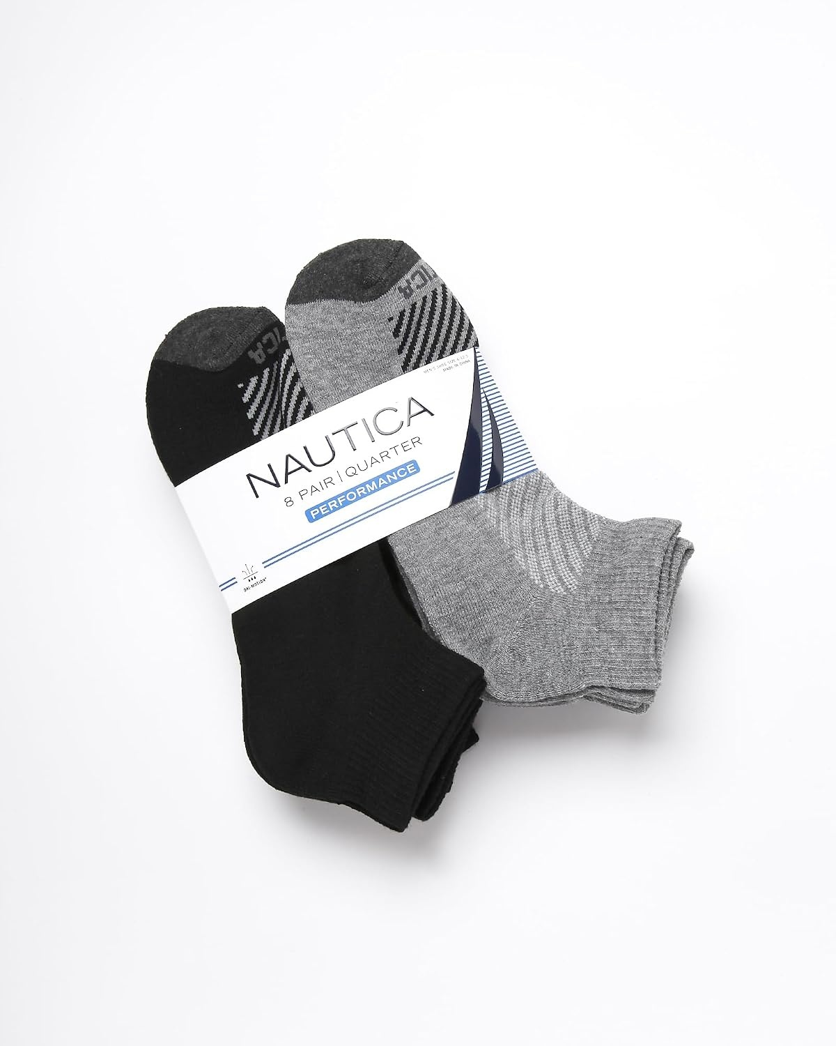 image:imageNautica Mens Quarter Socks 8 Pack Comfort Stretch Cushioned MoistureWicking Athletic Ankle Socks for Men Sizes 6125BlackGrey