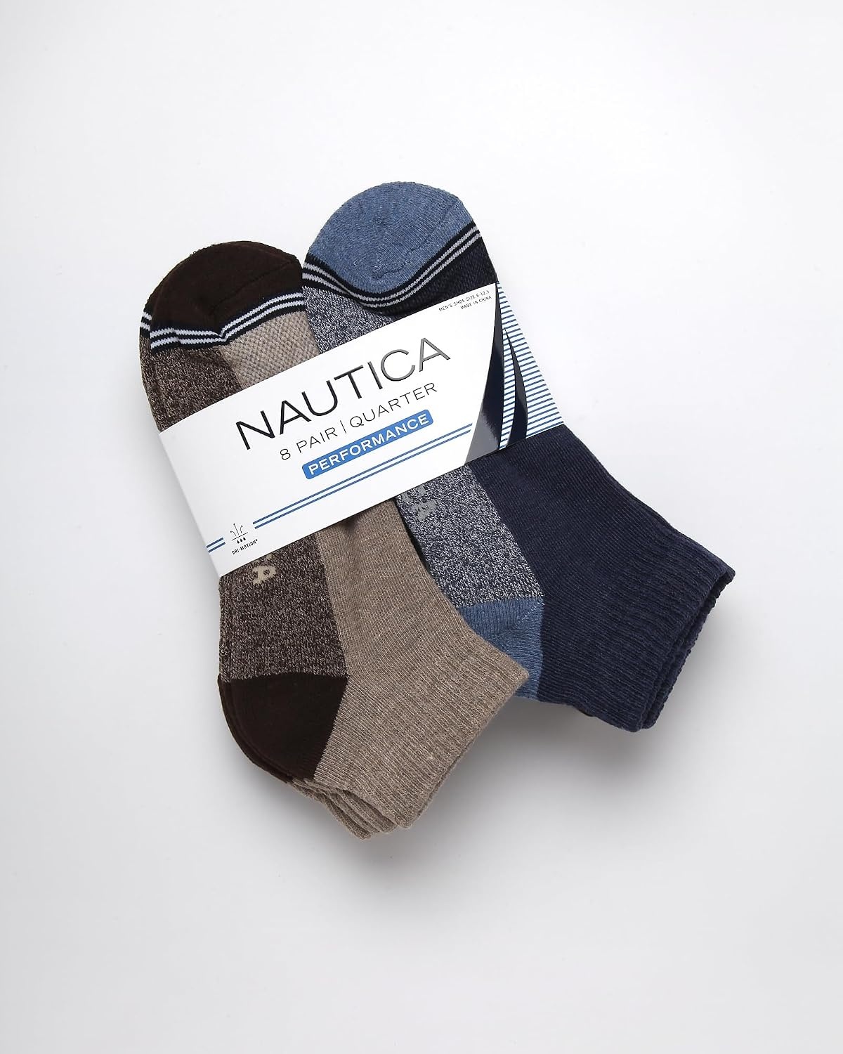 image:imageNautica Mens Quarter Socks 8 Pack Comfort Stretch Cushioned MoistureWicking Athletic Ankle Socks for Men Sizes 6125Brown Assorted