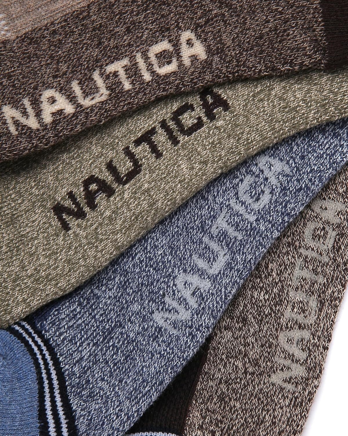 image:imageNautica Mens Quarter Socks 8 Pack Comfort Stretch Cushioned MoistureWicking Athletic Ankle Socks for Men Sizes 6125Brown Assorted