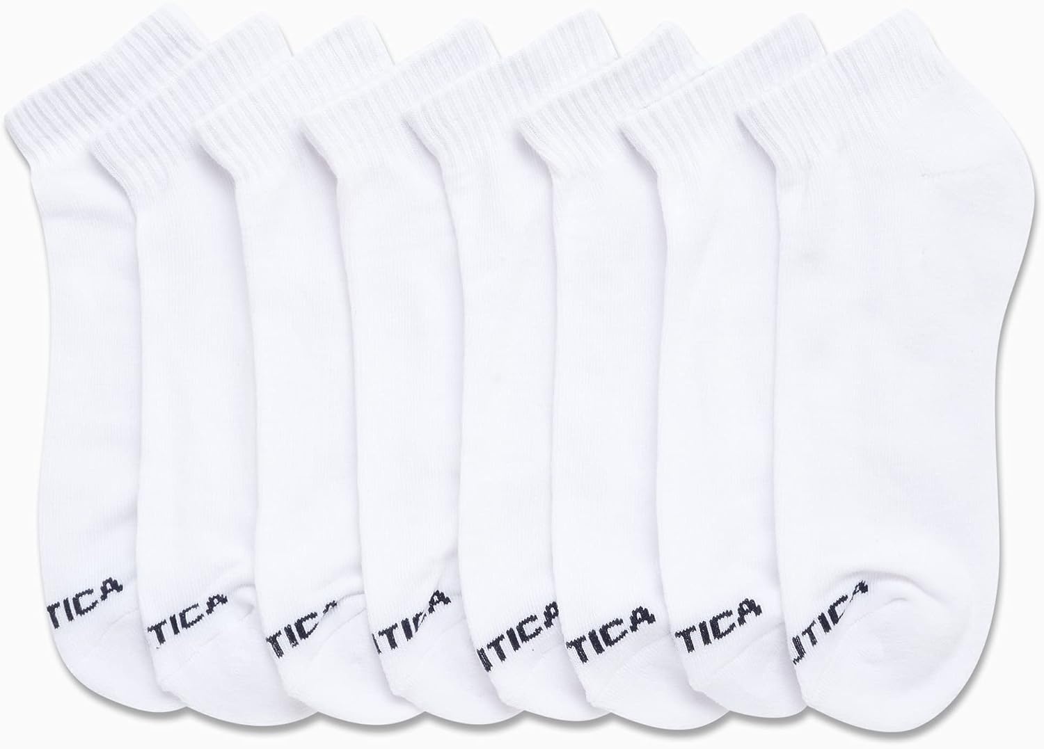 image:imageNautica Mens Quarter Socks 8 Pack Comfort Stretch Cushioned MoistureWicking Athletic Ankle Socks for Men Sizes 6125White