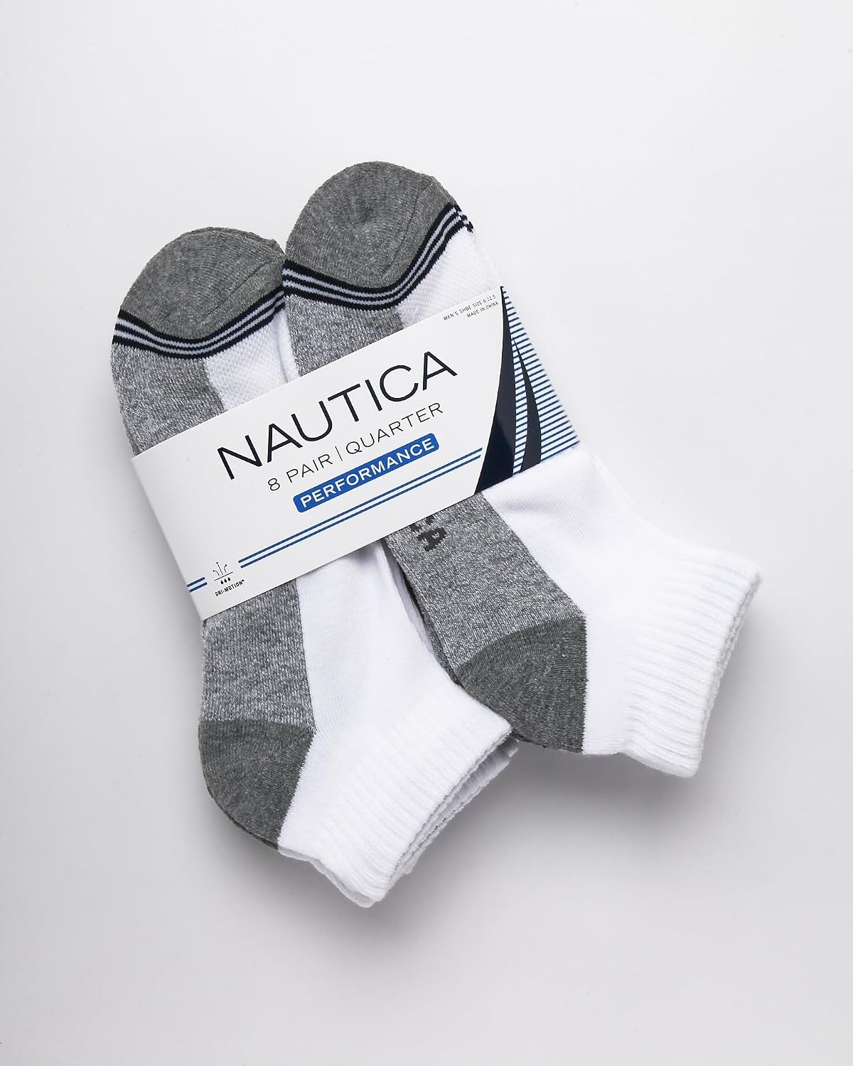 image:imageNautica Mens Quarter Socks 8 Pack Comfort Stretch Cushioned MoistureWicking Athletic Ankle Socks for Men Sizes 6125WhiteGrey