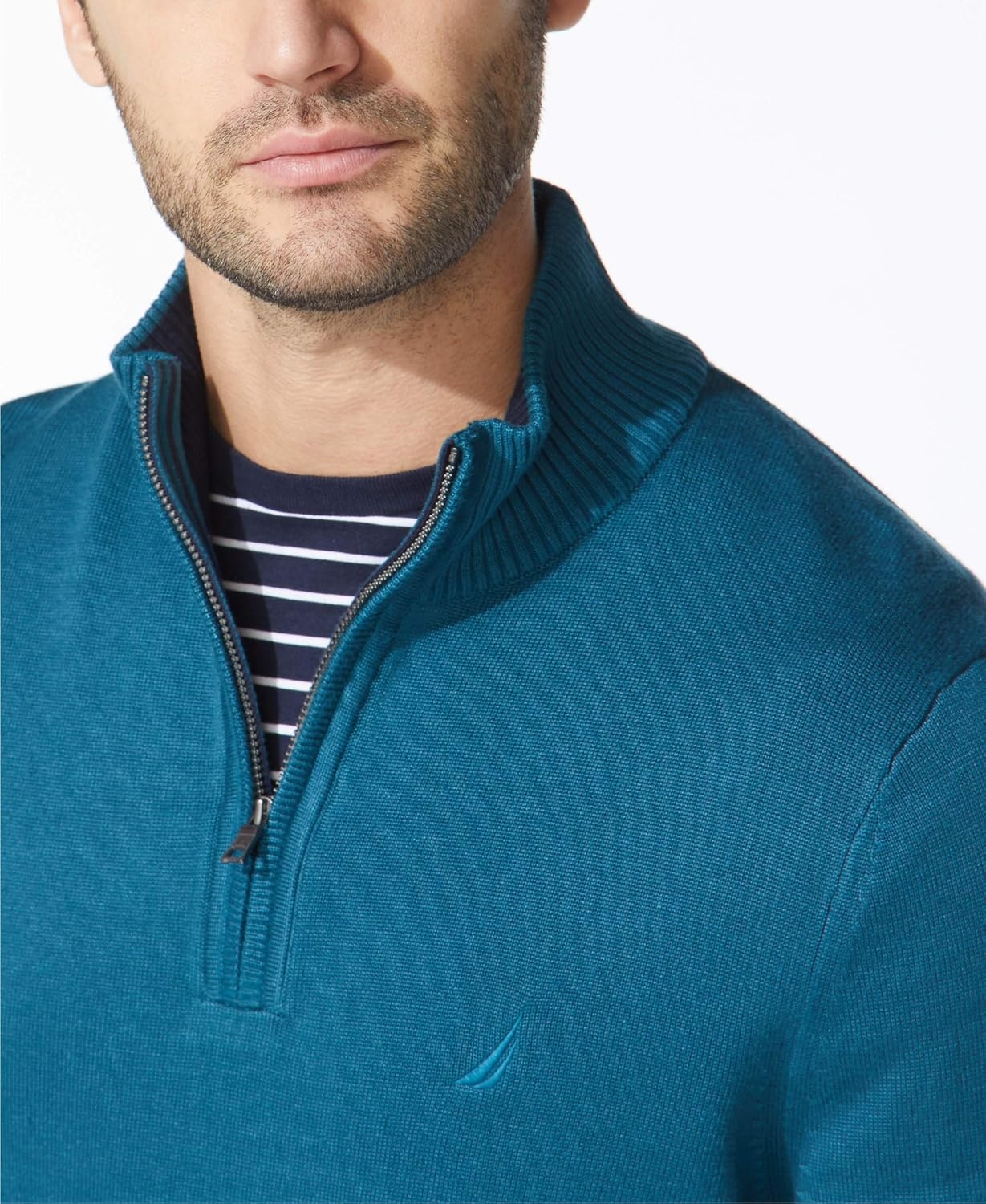 image:imageNautica Mens QuarterZip SweaterBlue Coral