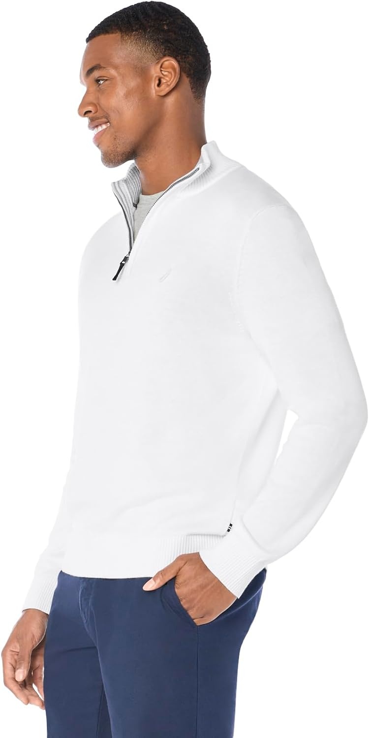 image:imageNautica Mens QuarterZip SweaterBright White