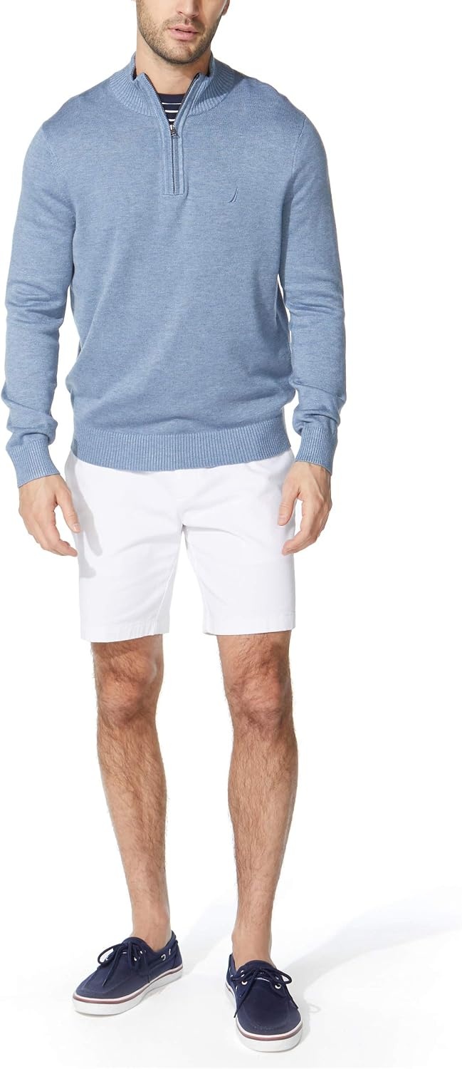 image:imageNautica Mens QuarterZip SweaterDeep Anchor Heather