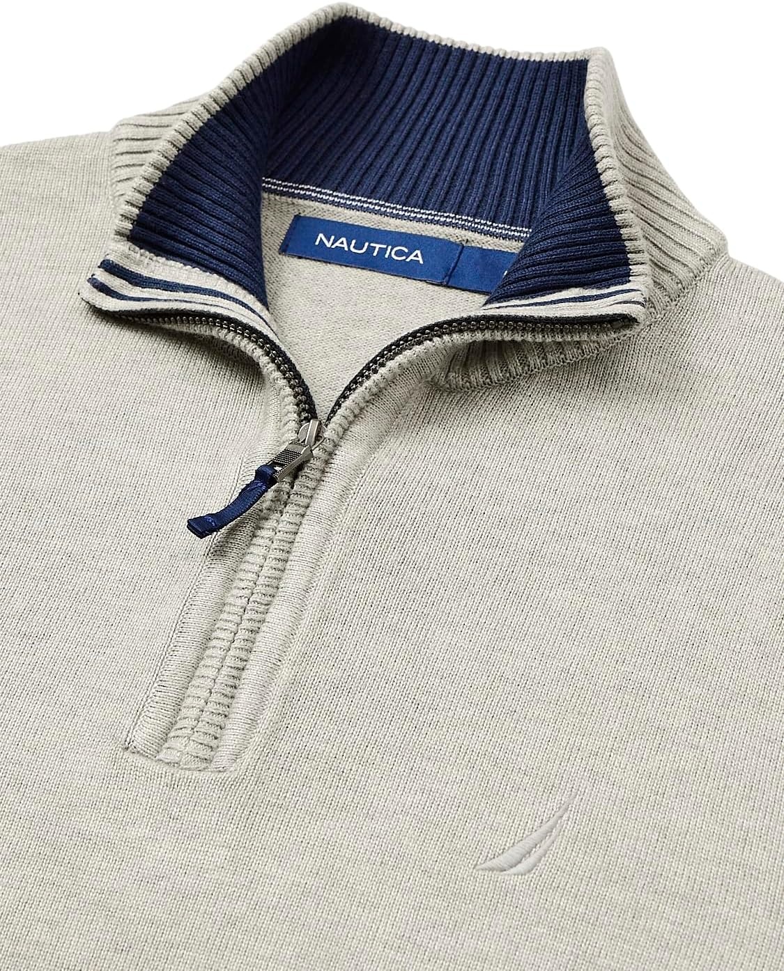 image:imageNautica Mens QuarterZip SweaterGrey Heather