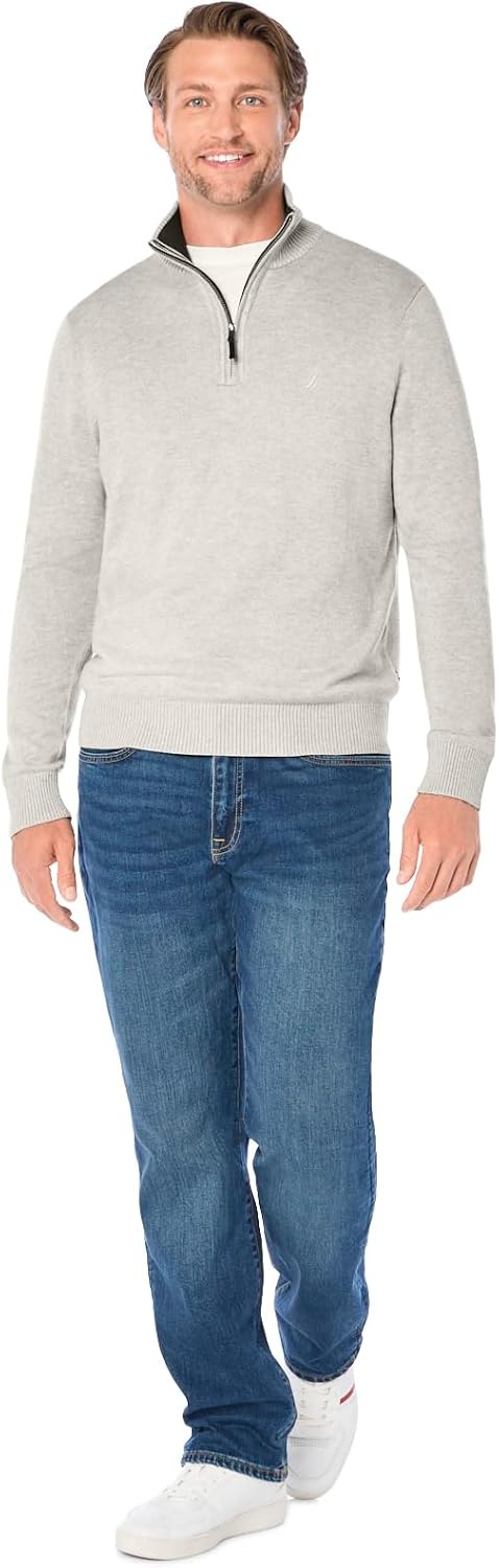 image:imageNautica Mens QuarterZip SweaterGrey Heather