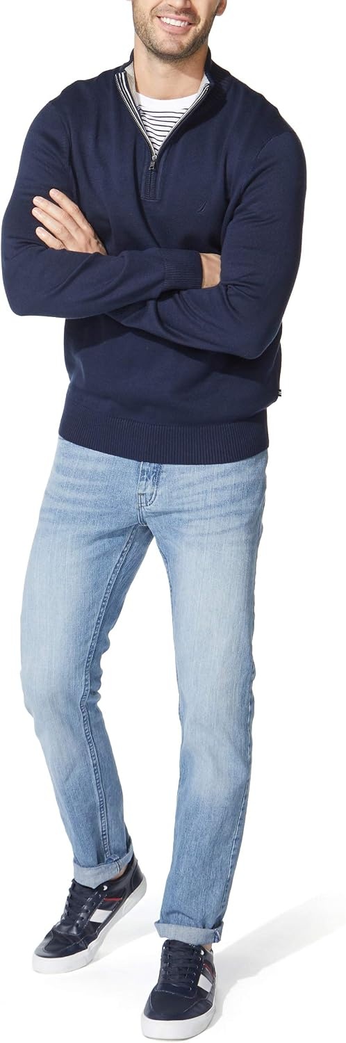 image:imageNautica Mens QuarterZip SweaterNavy