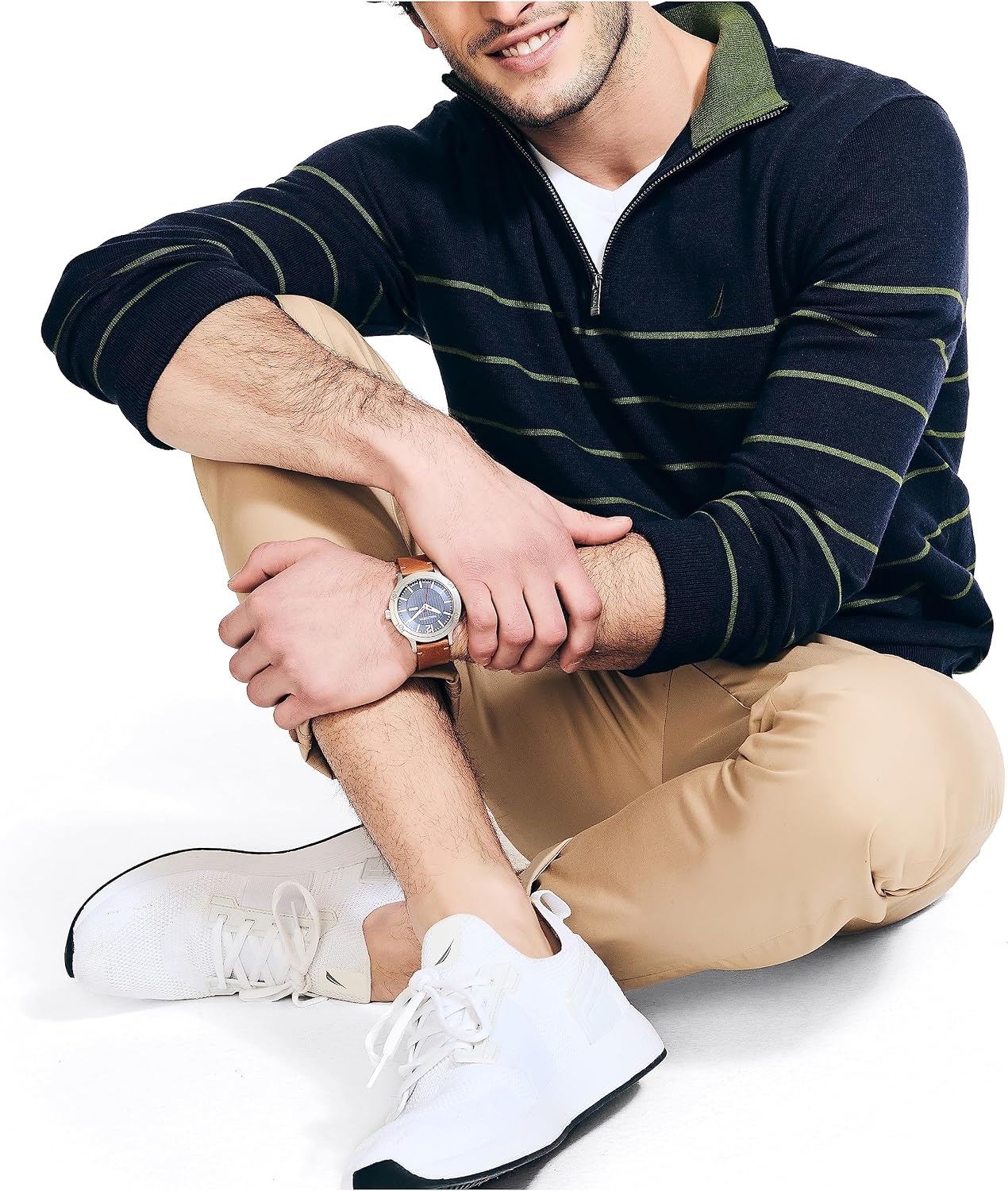 image:imageNautica Mens QuarterZip SweaterNavy Seas
