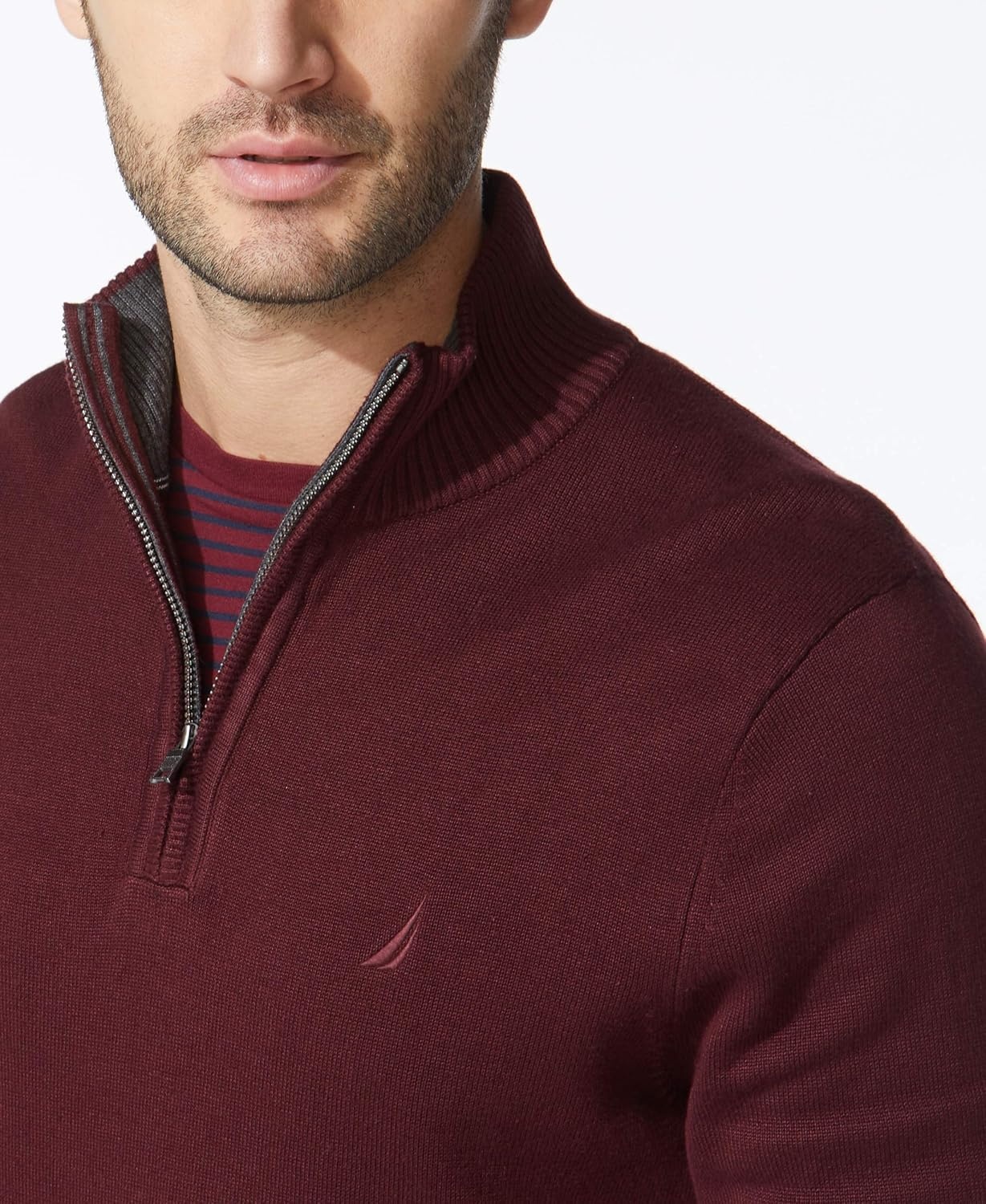 image:imageNautica Mens QuarterZip SweaterRoyal Burgundy