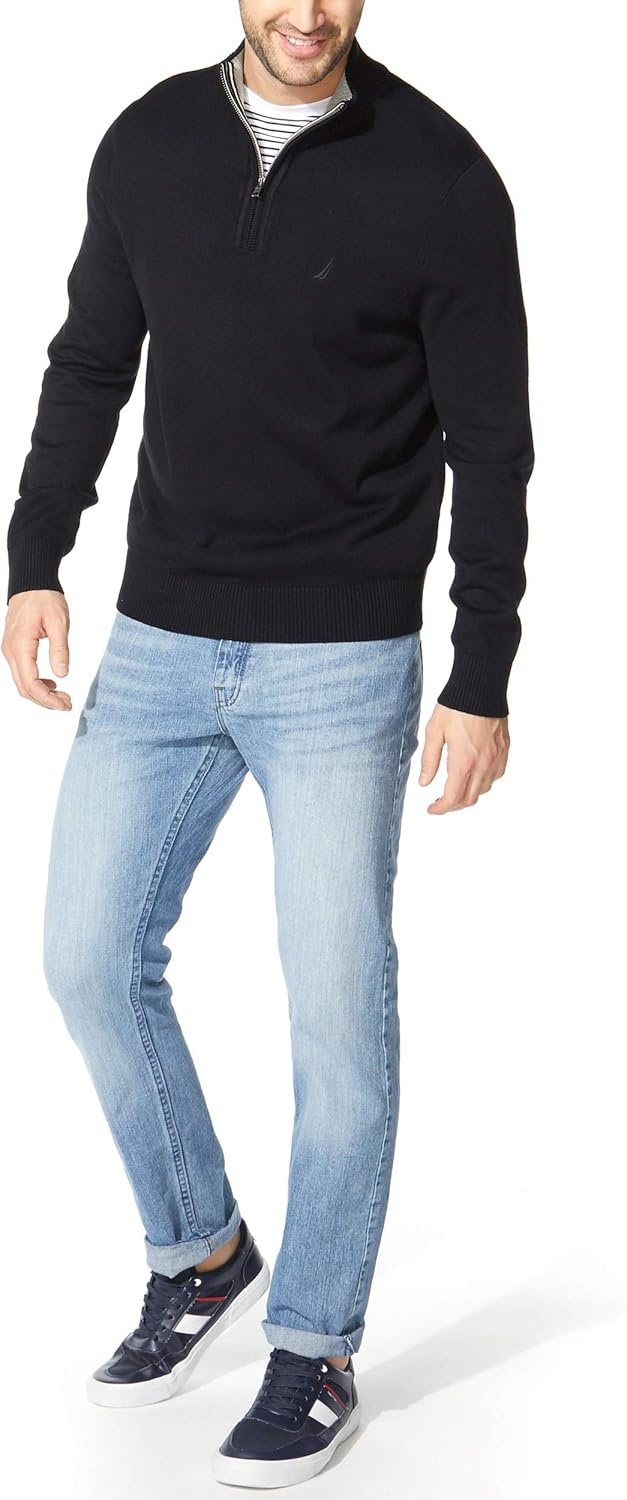 image:imageNautica Mens QuarterZip SweaterTrue Black