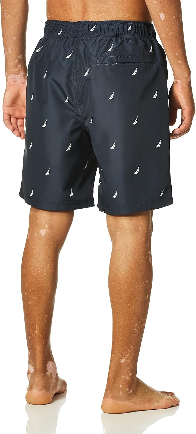 image:imageNautica Mens Quick Dry All Over JClass Sailboat Print Swim TrunkNavy