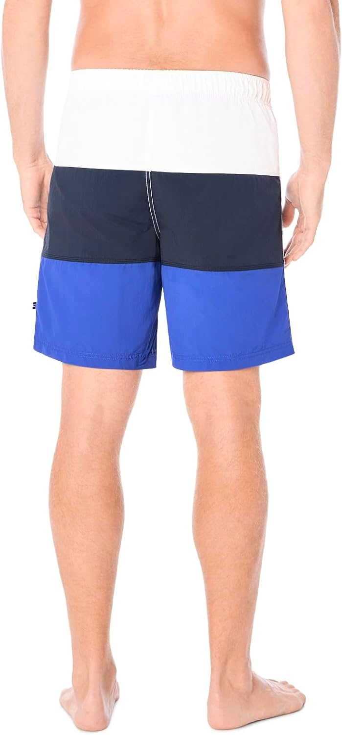 image:imageNautica Mens Quick Dry Classic Logo TriBlock Series Swim TrunkBright Cobalt