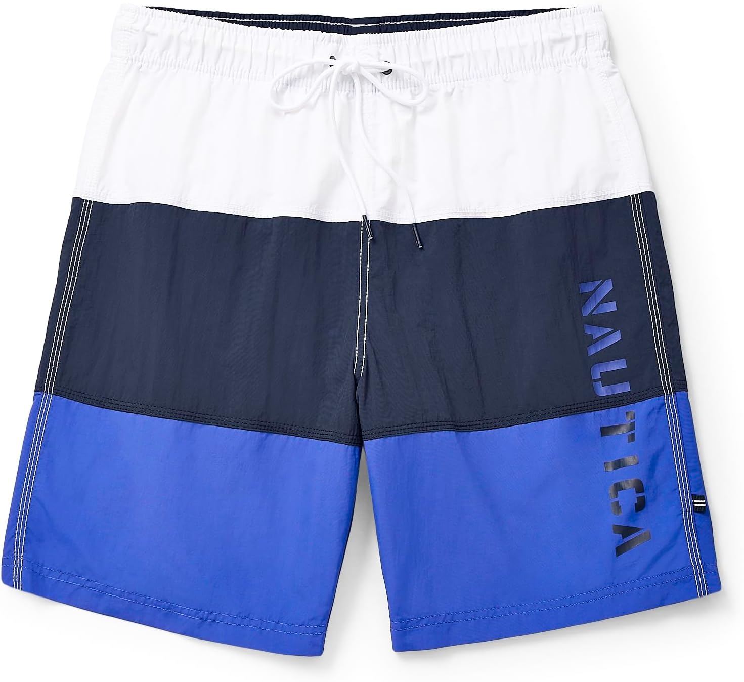 image:imageNautica Mens Quick Dry Classic Logo TriBlock Series Swim TrunkBright Cobalt