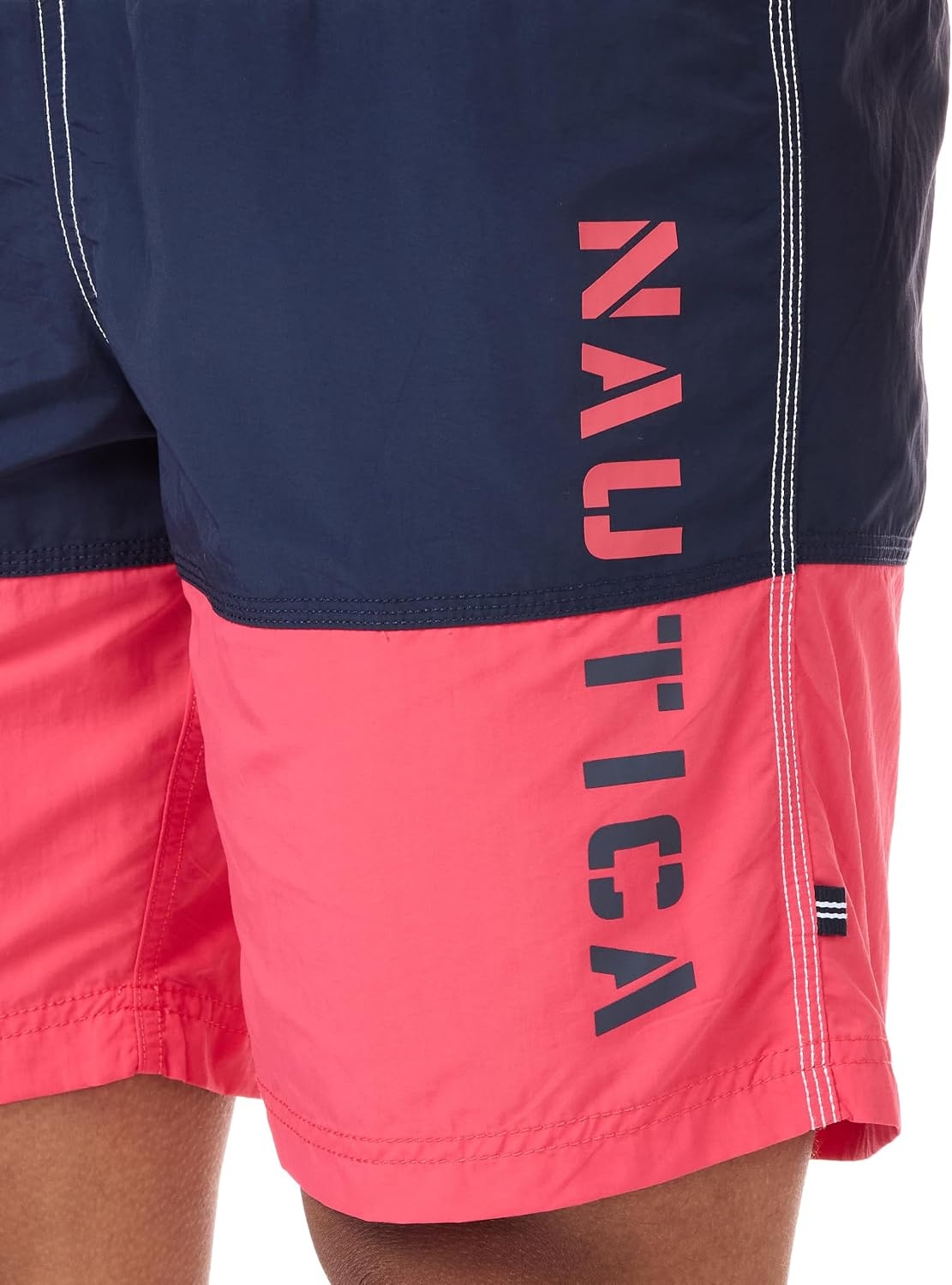 image:imageNautica Mens Quick Dry Classic Logo TriBlock Series Swim TrunkMelon Berry