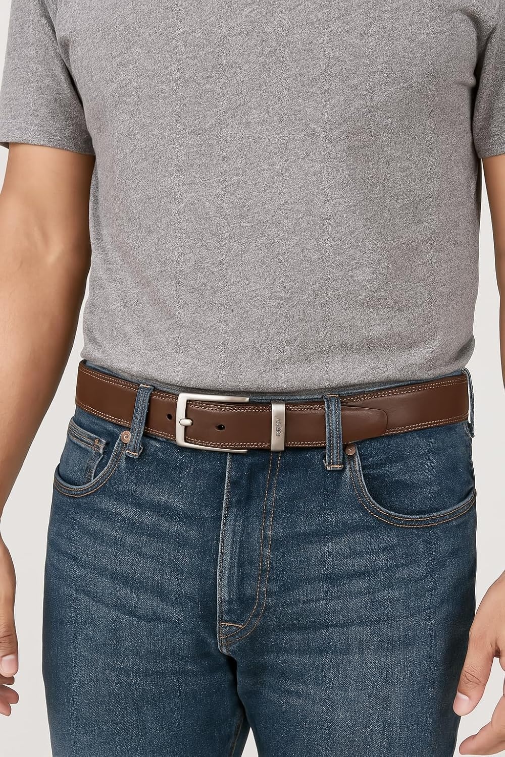 image:imageNautica Mens Reversible Leather Belt 2in1 Classic Everyday Business Work Dress Casual Metal BuckleDouble Stitch BlackBrown
