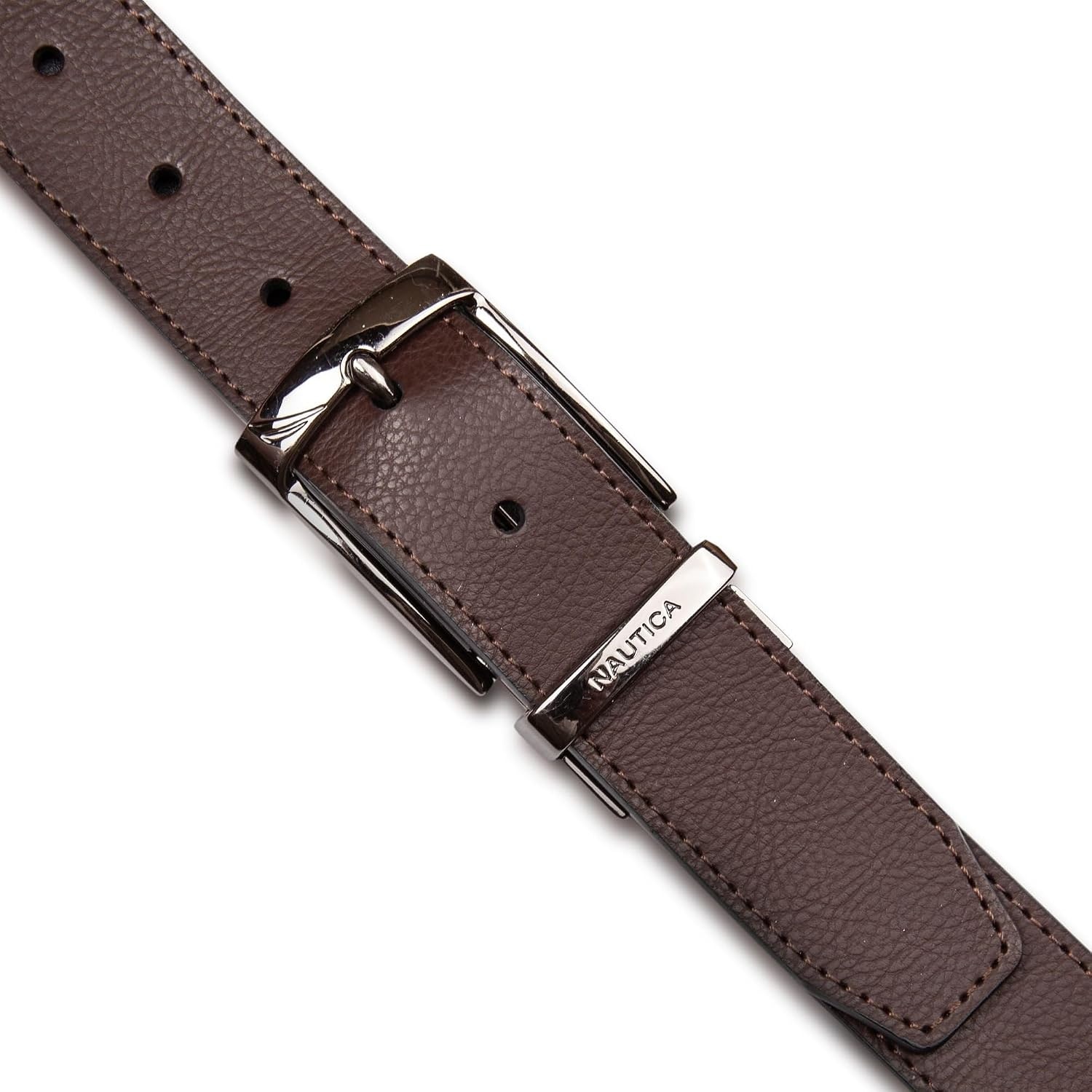 image:imageNautica Mens Reversible Leather Belt 2in1 Classic Everyday Business Work Dress Casual Metal BuckleEngraved BrownBlack