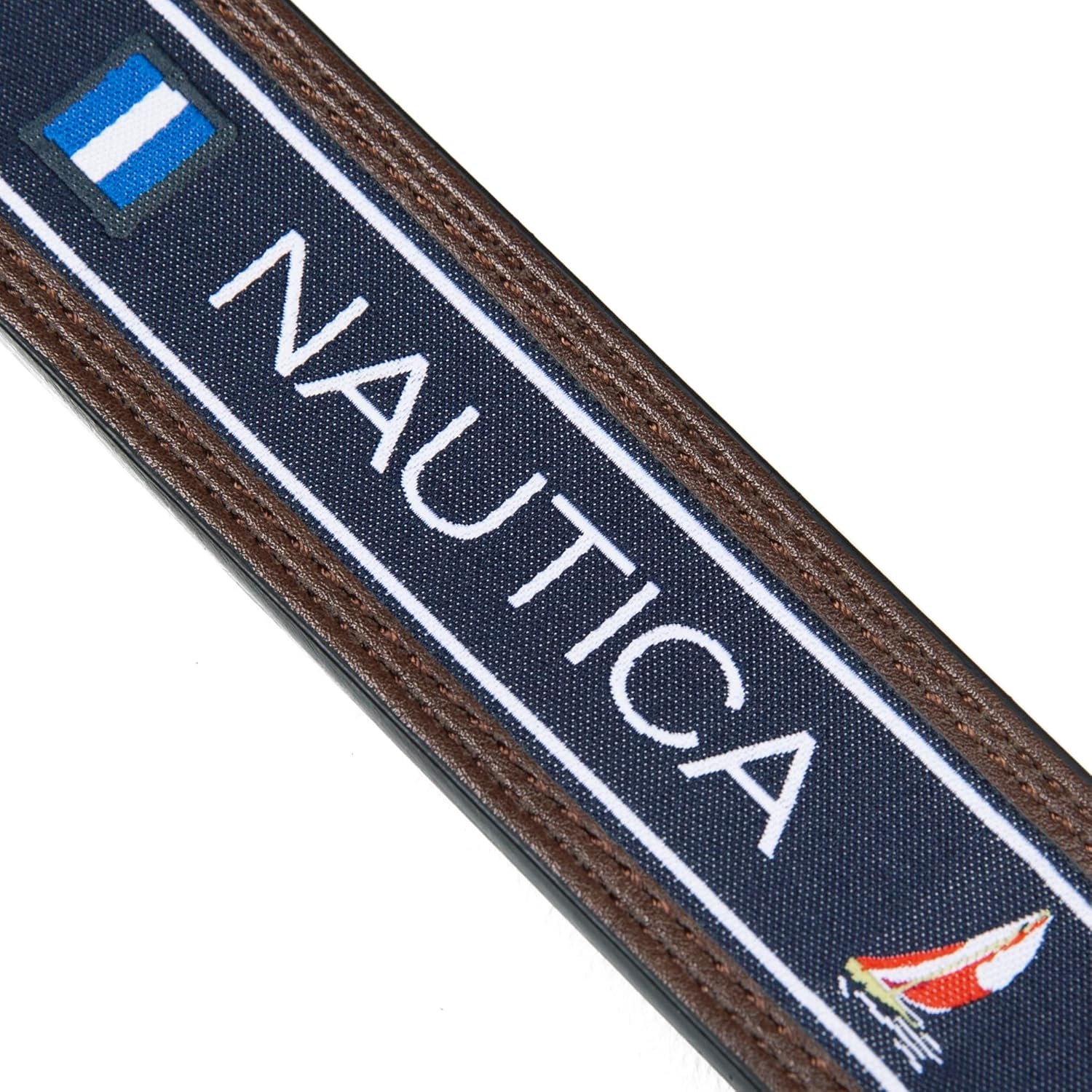 image:imageNautica Mens Reversible Leather Belt 2in1 Classic Everyday Business Work Dress Casual Metal BuckleFlag Logo Brown