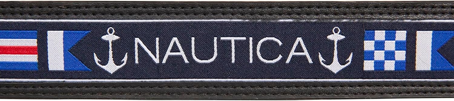 image:imageNautica Mens Reversible Leather Belt 2in1 Classic Everyday Business Work Dress Casual Metal BuckleFlag Pattern Black