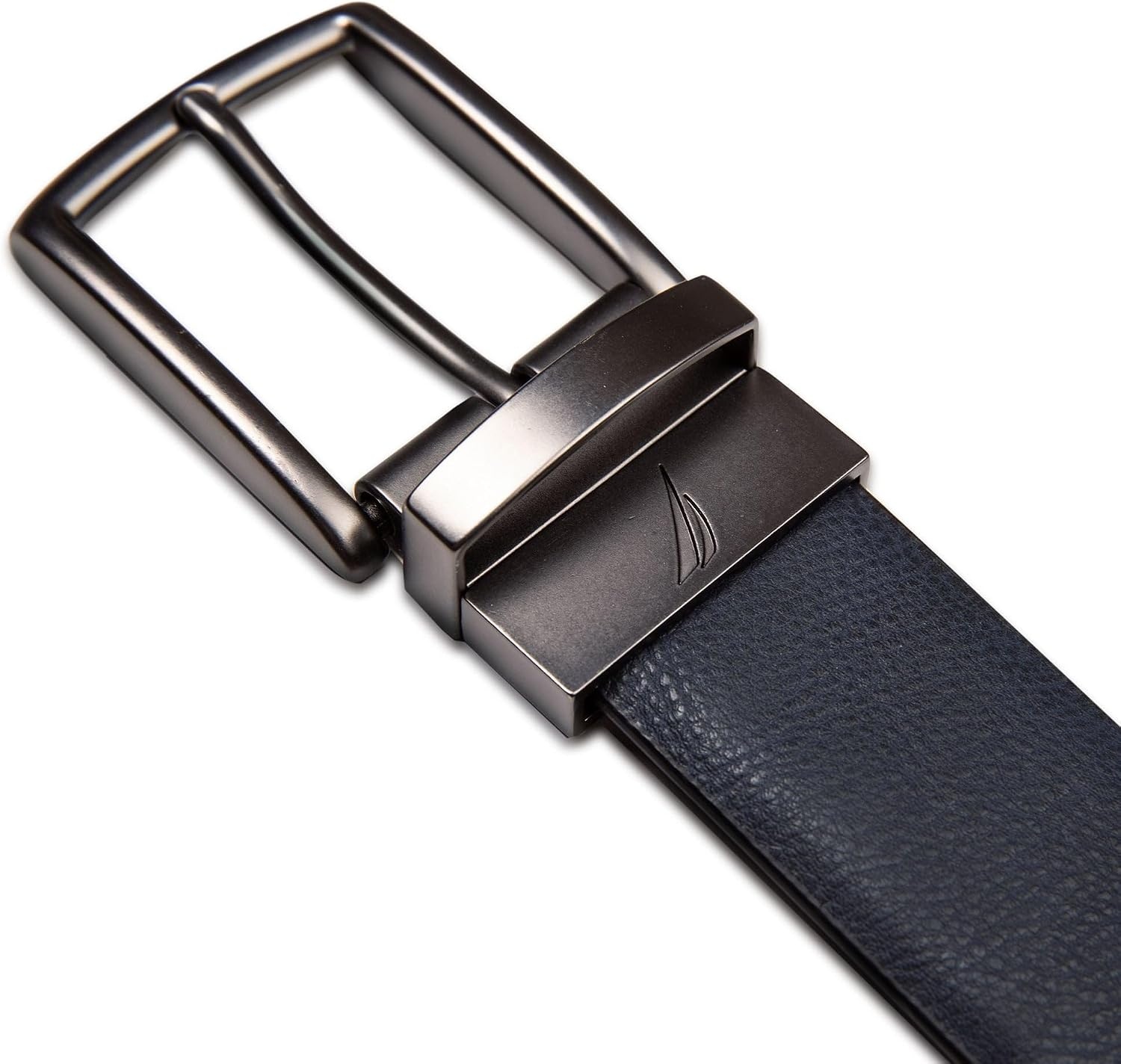 image:imageNautica Mens Reversible Leather Belt 2in1 Classic Everyday Business Work Dress Casual Metal BucklePebbled NavyBlack