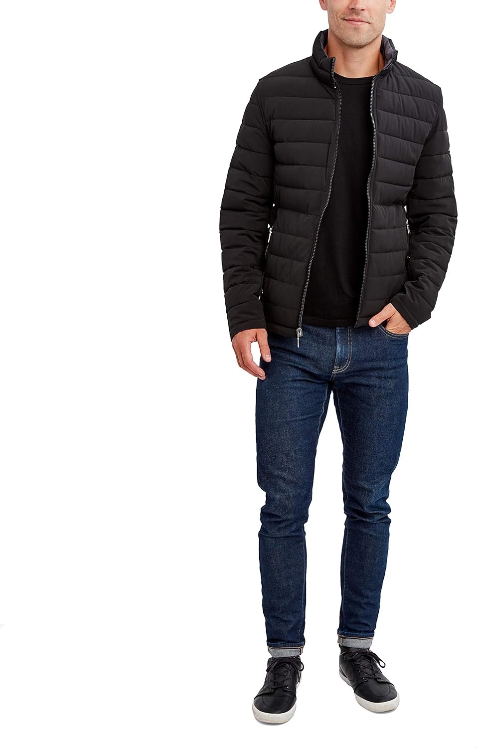 image:imageNautica Mens Reversible Quilted Puffer Jacket Midweight Mechanical Stretch Winter CoatBlack Ink