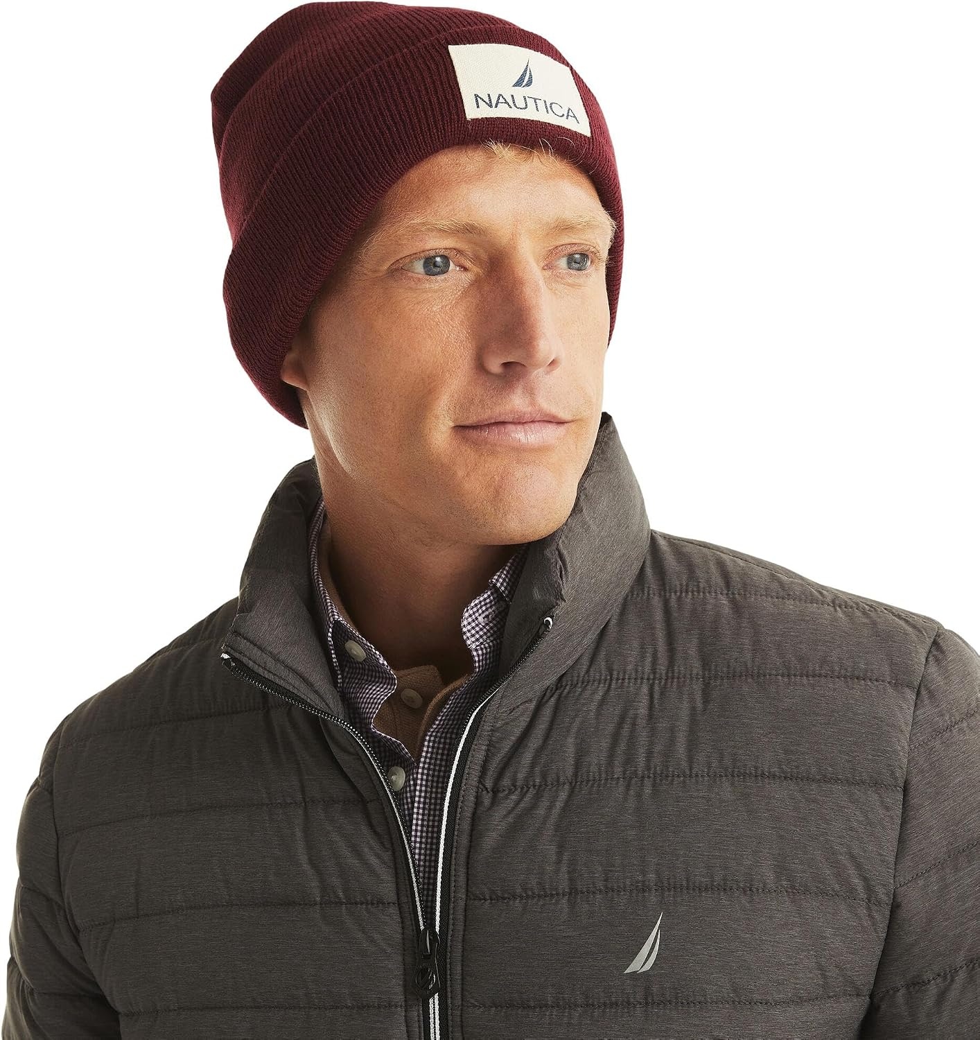 image:imageNautica Mens Reversible Quilted Puffer Jacket Midweight Mechanical Stretch Winter CoatCharcoal Grey