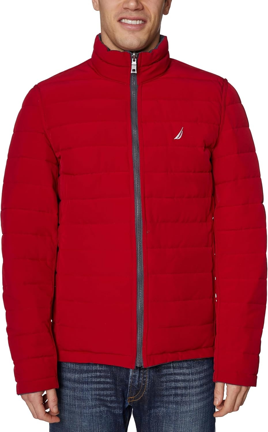 image:imageNautica Mens Reversible Quilted Puffer Jacket Midweight Mechanical Stretch Winter CoatDeep Navy