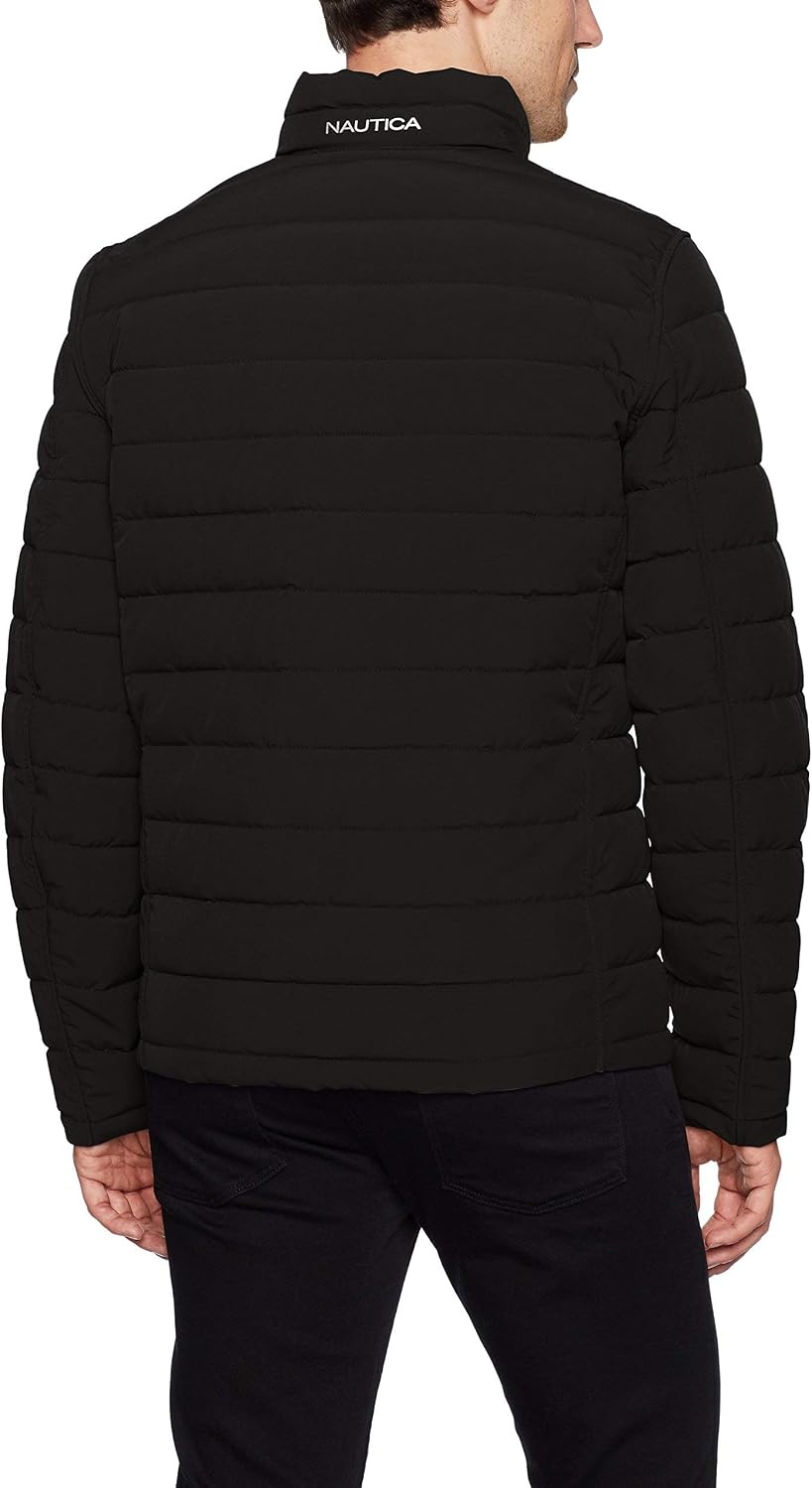 image:imageNautica Mens Reversible Quilted Puffer Jacket Midweight Mechanical Stretch Winter CoatInk