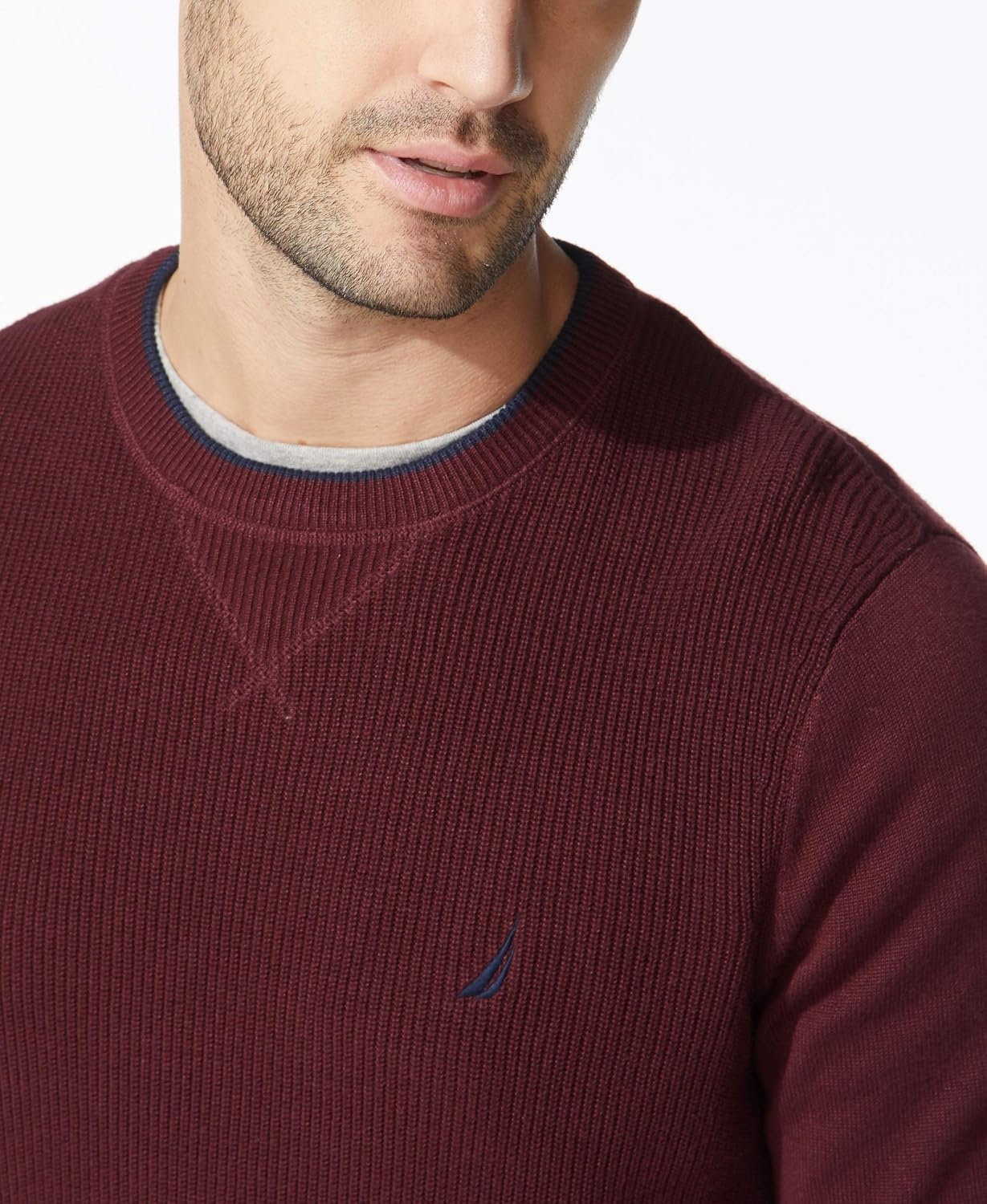 image:imageNautica Mens Ribbed SweaterRoyal Burgundy