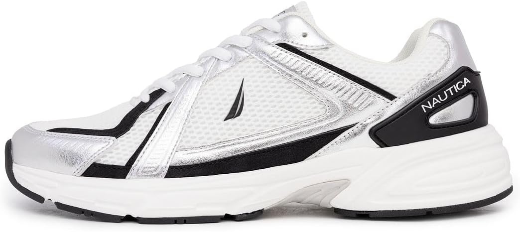 image:imageNautica Mens Running Sneakers Sport Fashion LaceUp Athletic Soft Shoes for Gym Tennis Men Cushioned Breathable Lightweight amp ComfortableWhite Metallic