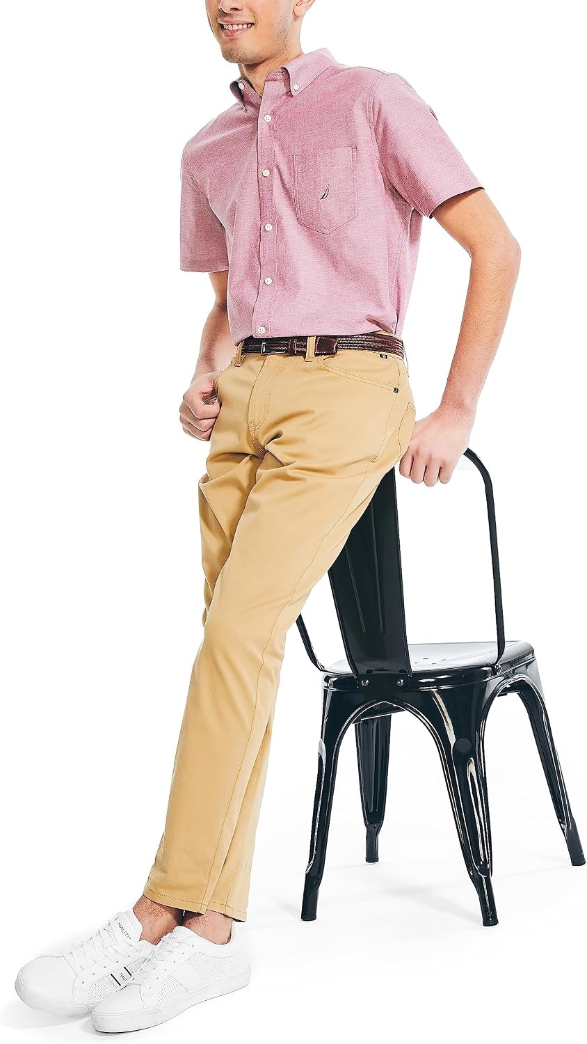image:imageNautica Mens ShortSleeve Oxford ShirtBiking Red