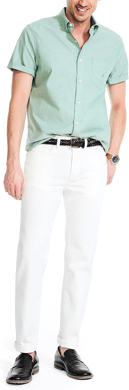 image:imageNautica Mens ShortSleeve Oxford ShirtCoastal Pine